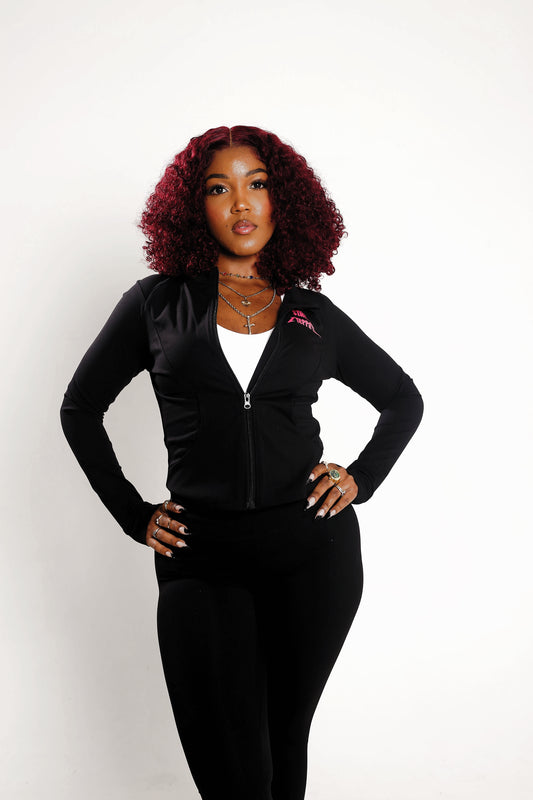 STEPPAZ Signature Zip-Up Leggings Set – Black