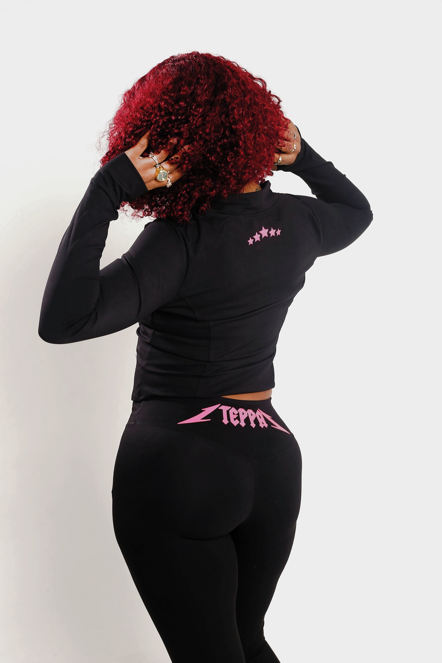 STEPPAZ Signature Zip-Up Leggings Set – Black