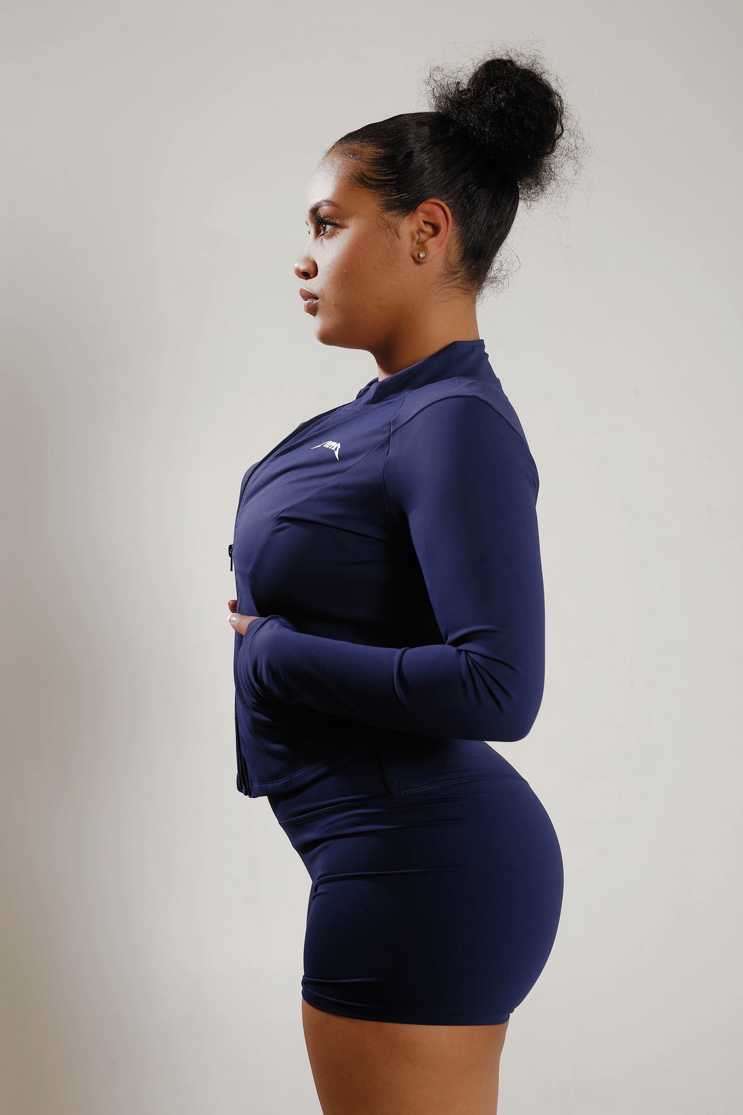 STEPPAZ Signature Zip-Up Shorts Set – Navy Blue